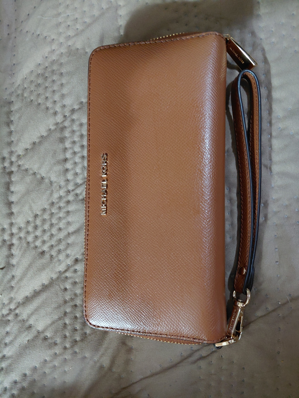 Michael Kors Brown Saffiano Leather Wristlet Clutch